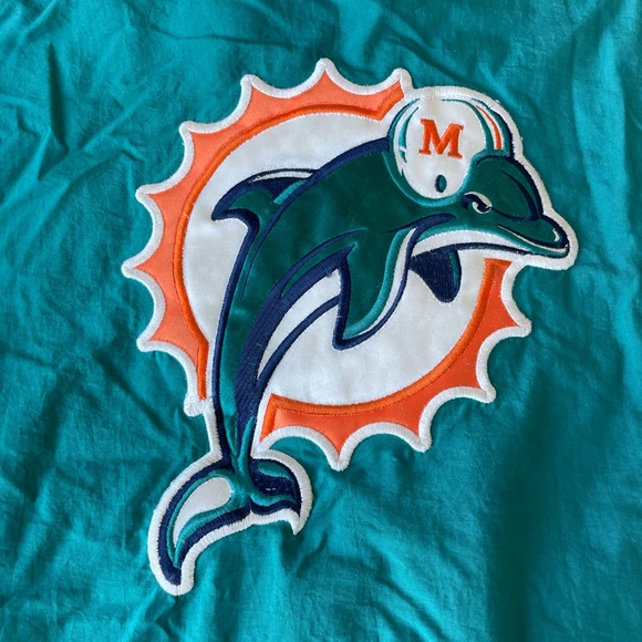 VTG Starter Jacket NFL MIAMI DOLPHINS Puffer Coat w Hood Mens Large Pullover - Picture 4 of 16